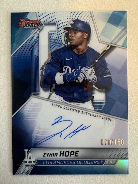 2025 Bowman's Best Zyhir Hope Blue Refractor Auto /150 #B25-ZH