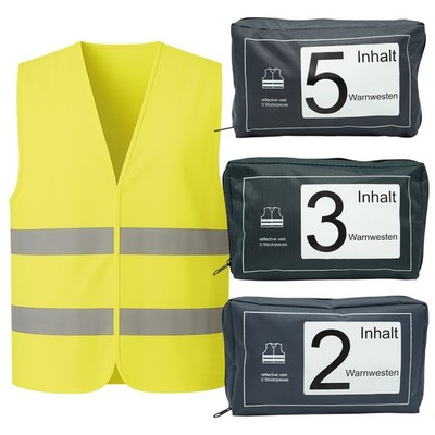 Warnwesten Auto Set   Warnweste EN ISO 20471   in dezenter graue Tasche verpackt