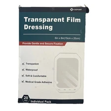 Transparent Film Dressing 6'' X 8'', 20 Packs Waterproof Wound Bandage Adhesive 