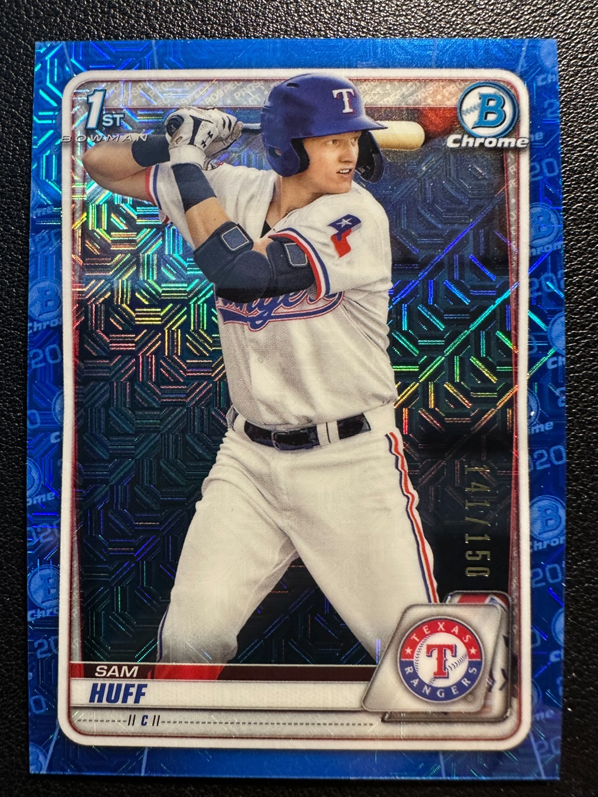 2020 Bowman Chrome Sam Huff 1st Prospect Blue Moj Refractor /150 #BCP-33 Rangers