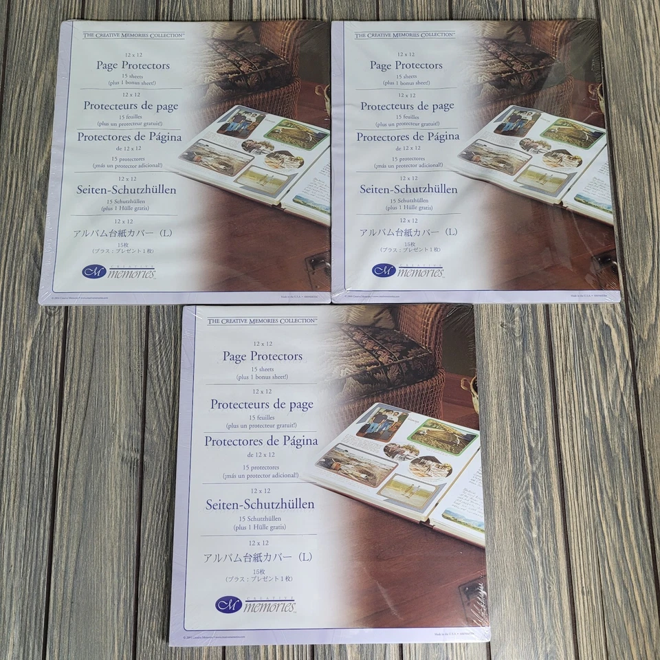 3X Creative Memories 12x12 paquete de 16 (48) protectores de página estilo antiguo 2004 ¡sellados! Foto 2 de 4