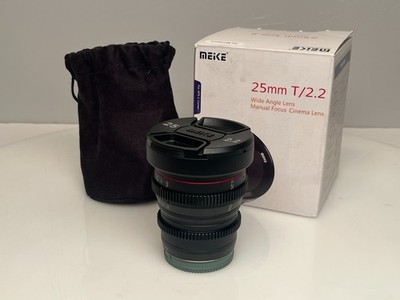Meike 25mm T2.2 Cinema Lens MFT Micro Four Thirds Cine Lens w/ Box & Pouch
