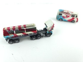Vintage Micro Machines 1992 Classy Chromers #3 Semi Truck & RVWith American Flag
