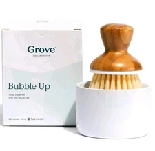 NEW Grove Collaborative Bubble Up Soap Dispenser & Dish Brush Set