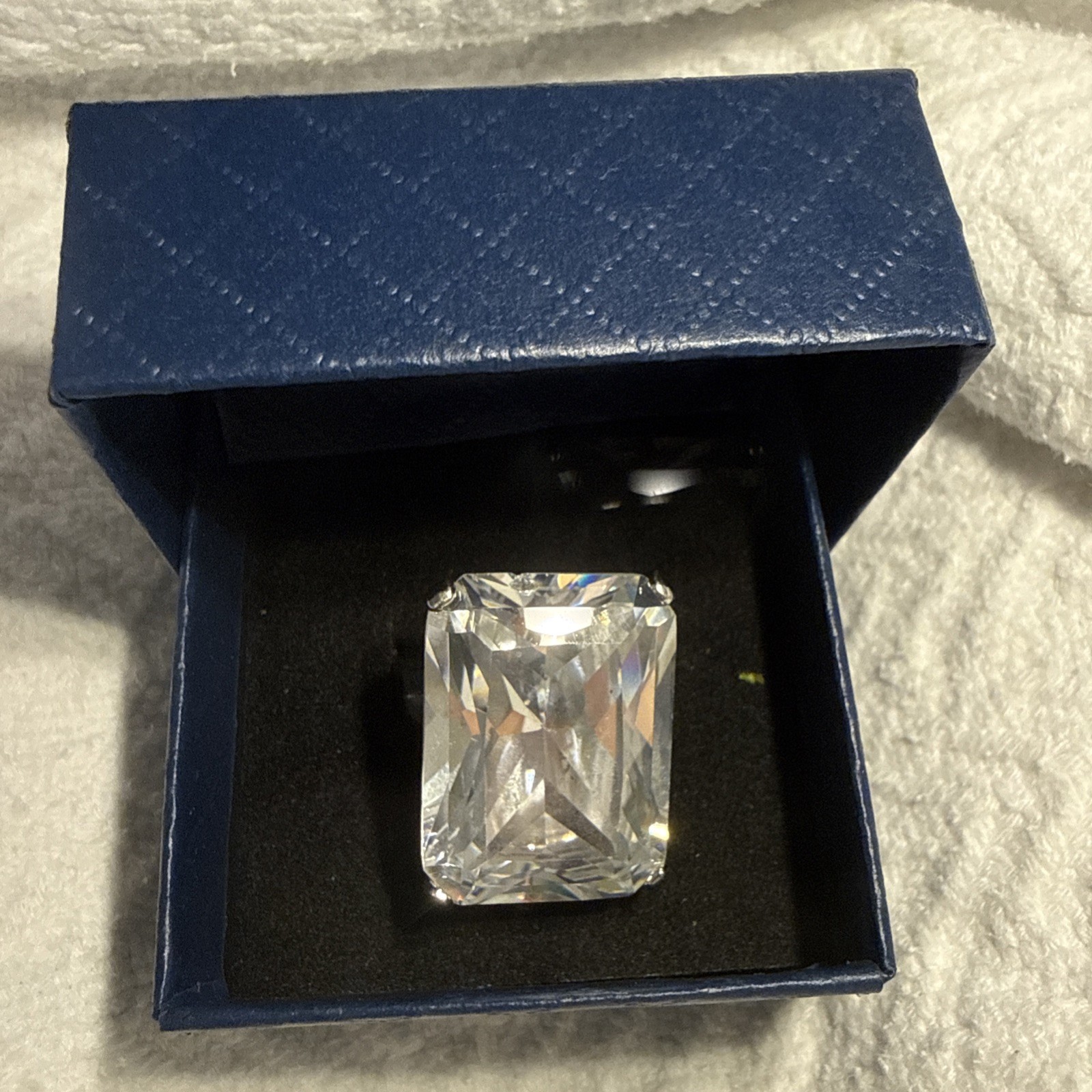 Large Emerald Cut Statement Cocktail Ring Sz 6 Cl… - image 1