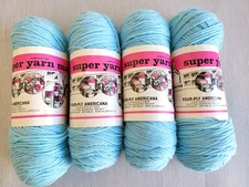 4 Skein Super Yarn Mart Solid Cloud BLUE 3.5 oz 100% Acrylic  Vintage