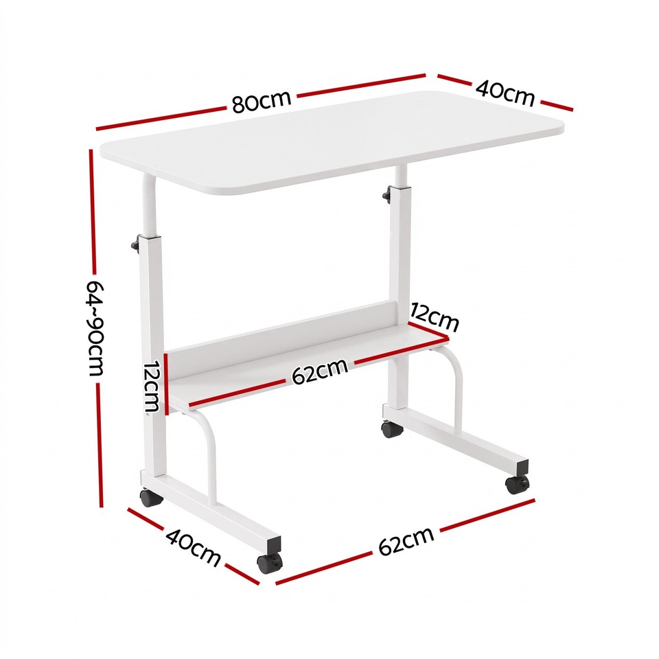 Artiss Laptop Desk Adjustable Height Mobile Overbed Side Table Rolling ...