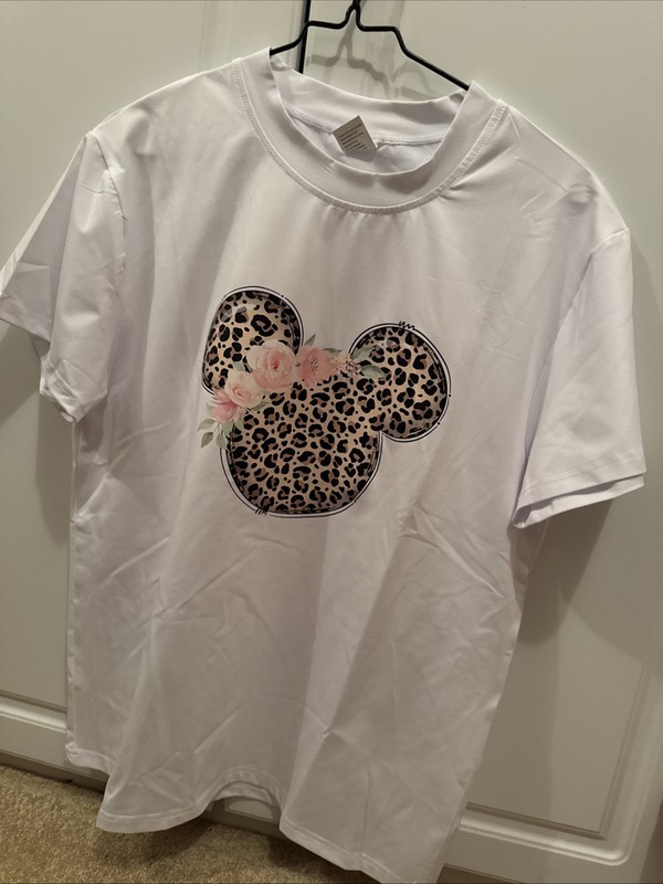 Ladies white T-shirt with leopard mouse ears