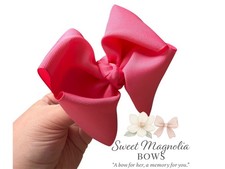 5in Handmade Hair bow in bright pink with alligator clip