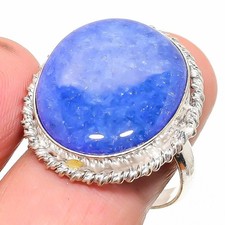 Natural Blue Sapphire Gemstone 925 Sterling Silver Ring Size 7 g002