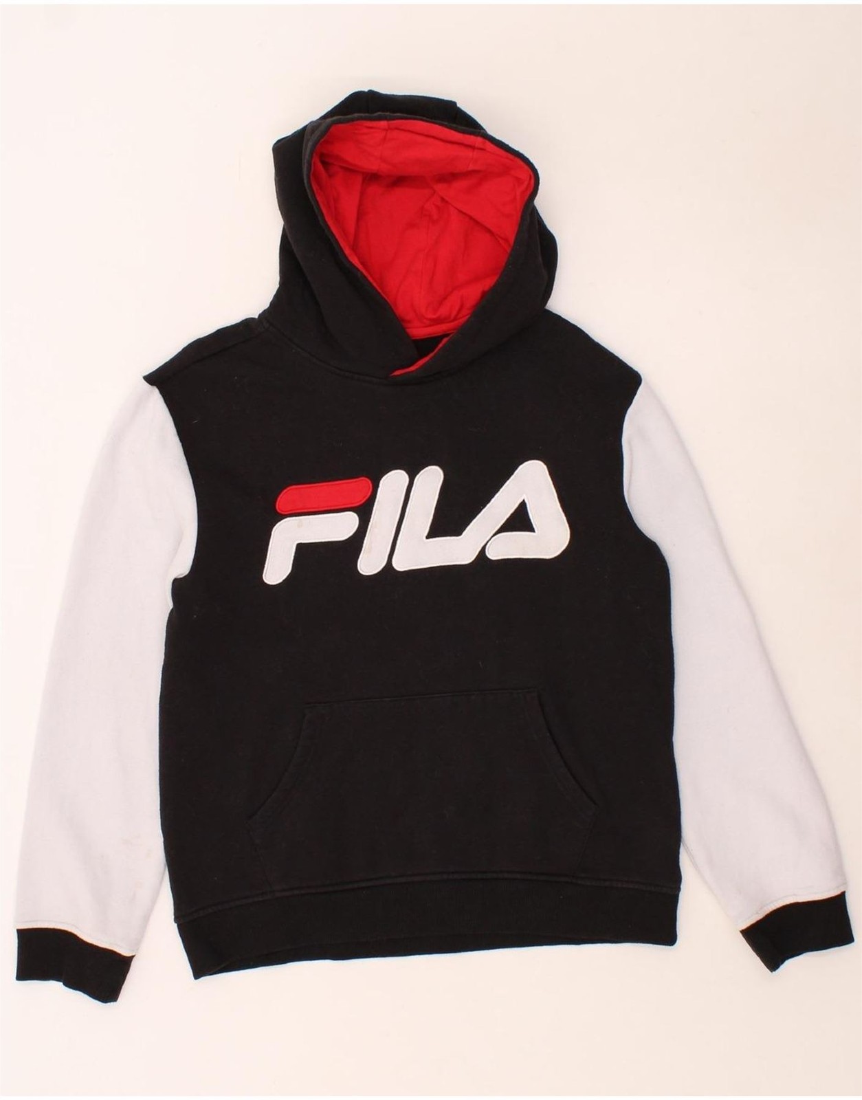 Felpa con cappuccio FILA ragazzo grafica 15 16 anni 2XL nero colorblock cotone AK04