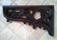 LARGE ANTIQUE CARVED DARK OAK CHURCH CORBEL/BRACKET.  17.5 X 10.5". 1.75" DEEP.