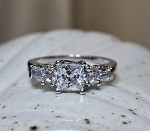 Sterling Silver High Luster Cubic Zirconia Engagement Style Ring