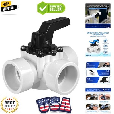 1-1/2'' 3-Way Pool Diverter Valve - Slip Fit - Locking Handle - Inground & Abo...