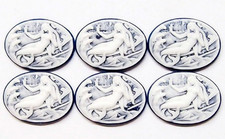 8 Vintage White/DK Blue 25x18mm Single Mermaid Horizontal Resin Cameos Cabochons