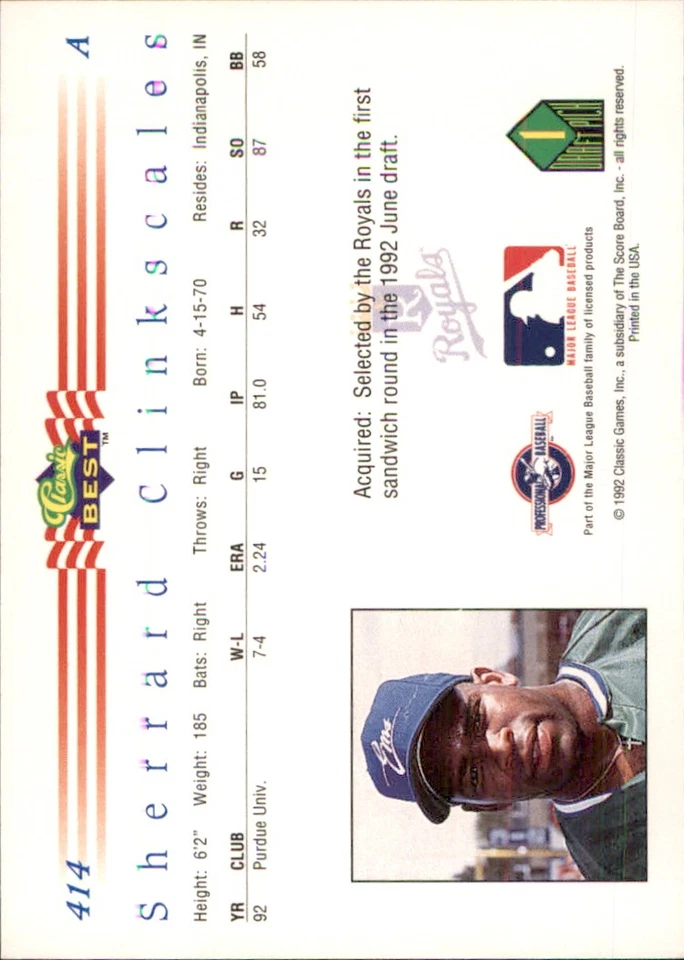 Sherard Clinkscales 1992 Classic Best #414 RC Eugene Emeralds AutographDen - Image 2 of 2