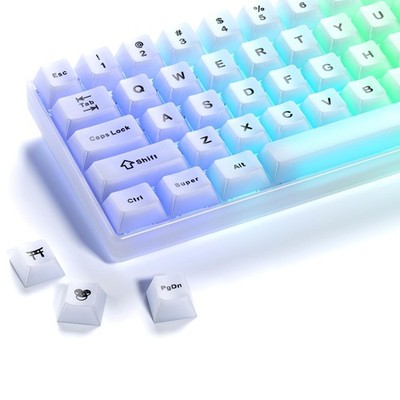 White Clear Jelly Keyboard Keycaps Translucent 124 Keys Fits 60/65/75/100 %