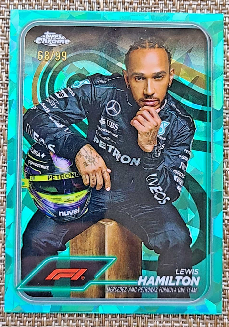 2024 Topps Chrome Sapphire Formula 1 F1 Lewis Hamilton Aqua 68/99 #6