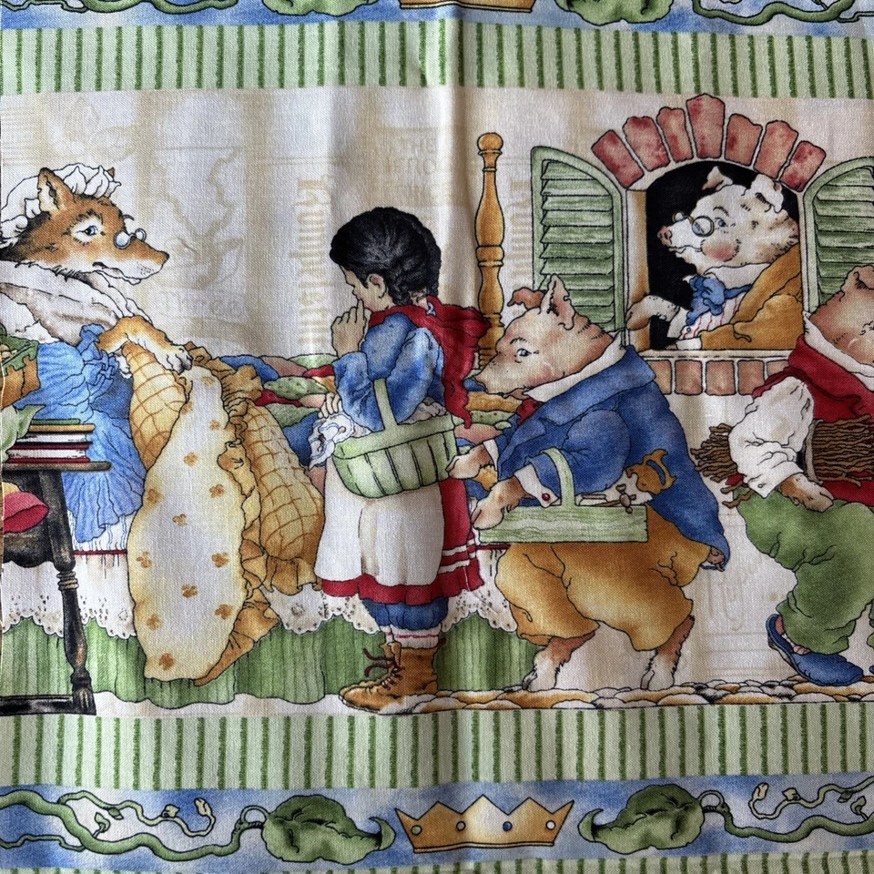 1/2 Yd Tidings & Tales Wecker-Frisch Fabric Frog Prince Red Riding Hood 3 Pigs + - Image 4 of 4