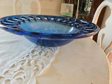 Vintage,alte Cobalt Blau Glas Schale schwer Glas