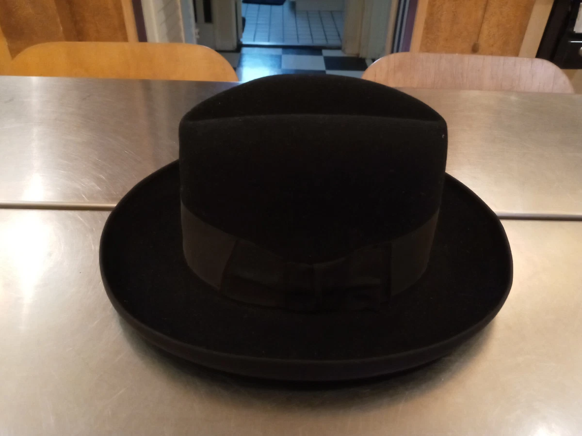 VTG Black Dobbs Fifth Ave NY Felt Hat Size 6 3 4 Fedora Gangster