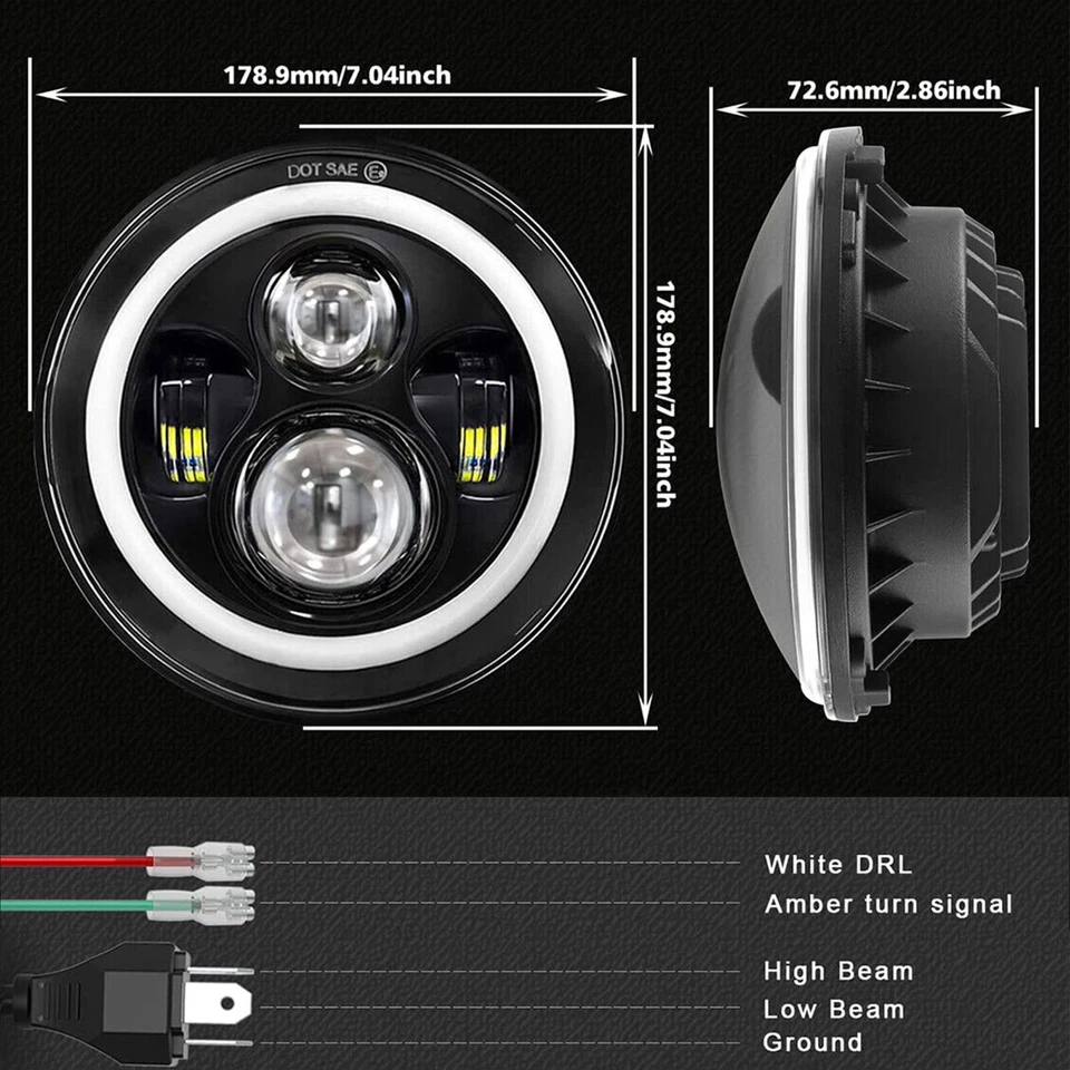 For Harley Davidson Heritage Softail Classic 7" LED Headlight +Fog Passing Light Foto 4 de 4