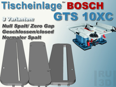 Null Spalt Tischeinlage f. BOSCH GTS 10 XC Tischkreissäge, zero clearance GTS10