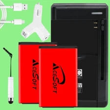 AceSoft 2x 1350mAh Battery Car Charger USB Cable for LG Revere 3 VN170 LGIP-531A