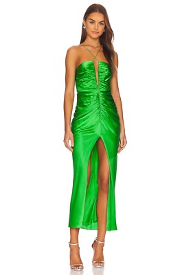 NEW The Sei Keyhole Gathered Dress Palm GREEN SILK RUCHED SATIN $989 SIZE 2  *Q2 | eBay