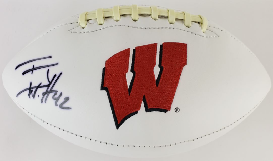 T.J. Watt Autographed Signed Wisconsin Badgers Wiconsin Badgers Logo Football (JSA Witness COA) 