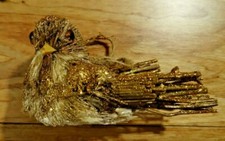 Pier One Imports Gold Glitter Sisal Bird Christmas Tree Ornament