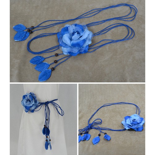 Robe corset femme grande dentelle nœud floral skinny longue chaîne à pompons ceinture - Photo 5/14