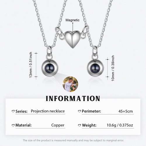 Personalized Couple Projection Necklace – A Meaningful Gift for Your Loved One - Picture 3 of 7