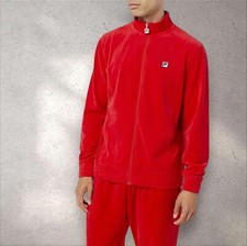 Men s Fila Solid Red Velour Casual Outfit Set Tracksuits NWT