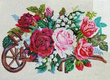 Needlepoint Painted Canvas Gobelin 10223 - Flowers. 16"x20" by Collection D'Art