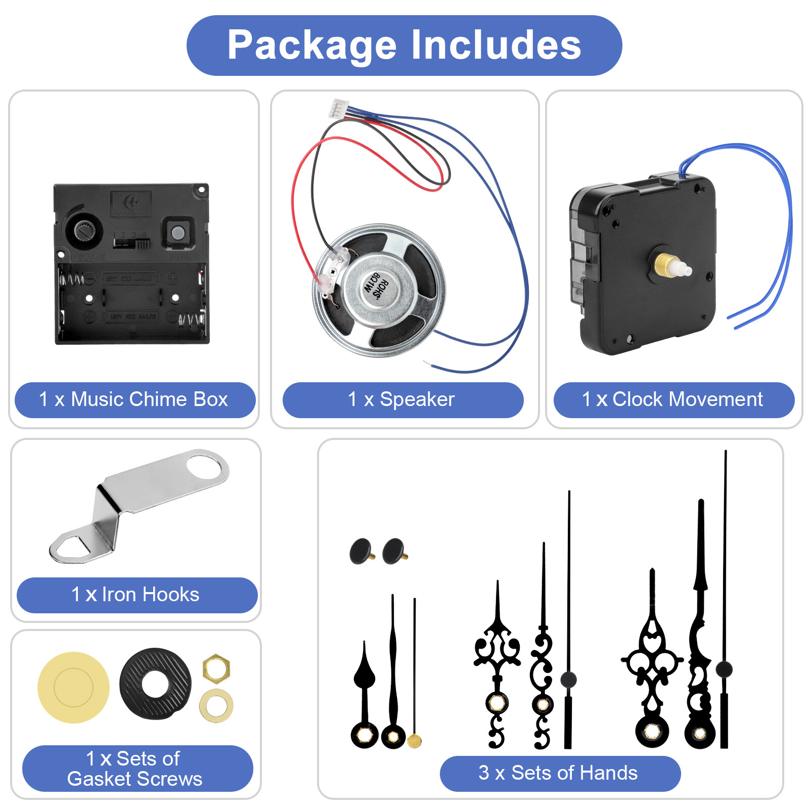 Quartz Wall Clock Movement Mechanism DIY Replacement Hands Repair Tool Kit