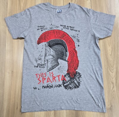 Santorini ''This Is Sparta'' Mens Sz Large T-Shirt, Gray, Made In Greece