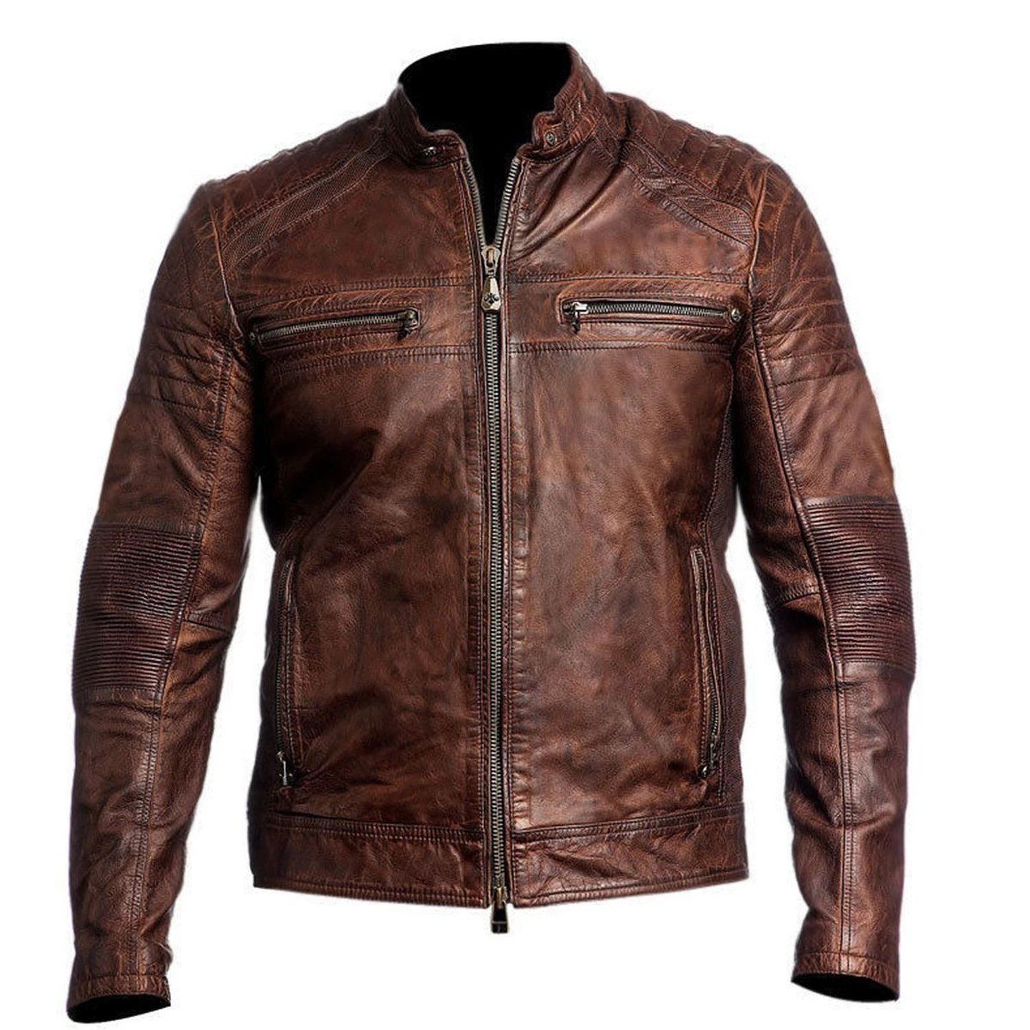 MENS REAL LEATHER CAFE RACER BIKER JACKET VINTAGE MOTORCYCLE BROWN RETRO STYLE
Opens in a new window