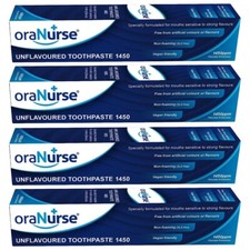 4 x OraNurse Unflavoured Toothpaste 50ml - Non-Foaming SLS Free EXP 09/2029