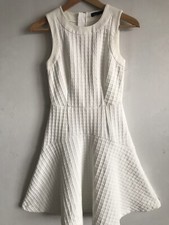 Banana Republic A Line Dress White Stretch Zip Round Neck Sleeveless Size 00