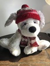 Hugfun Christmas Winter Plush Puppy Dog Soft Stuffed Animal Toy Gray White 10  