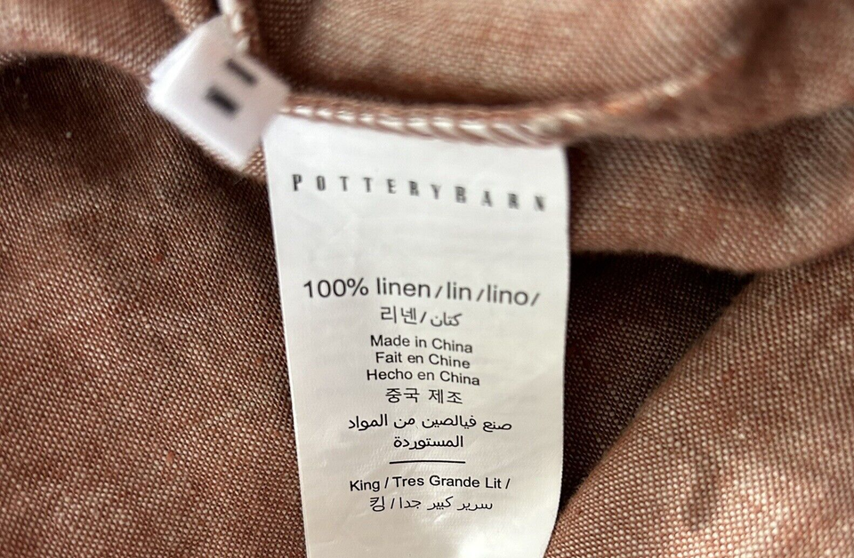 Pottery Barn Sheet Set King Belgian Flax Linen Brick Flat Fitted eBay