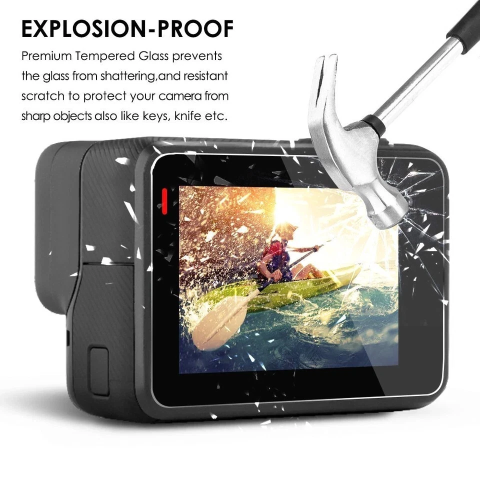 2X GoPro Hero 7 6 5 Camera Tempered Glass LCD Screen + Lens Protector Foils - Image 3 of 4