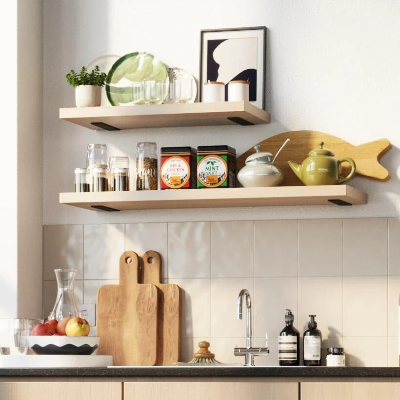 Soporte de estante flotante - Acero resistente, tiene capacidad para 160+ lb, fácil instalación - Paquete de 6 Foto 4 de 4