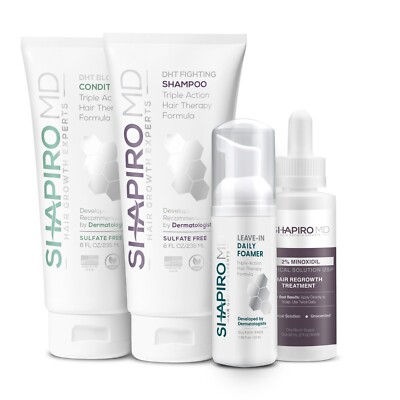 Women's Hair Regrowth Kit: Shampoo, Conditioner, 2% Minoxidil, Leave-In Foam