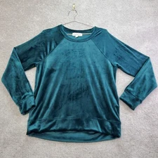 Magaschoni Top Women Medium Emerald Green Velour Athliesure Classic Active