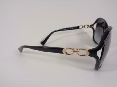 Coach Kissing C Black Frame Gray Lens Square Women display picture 2