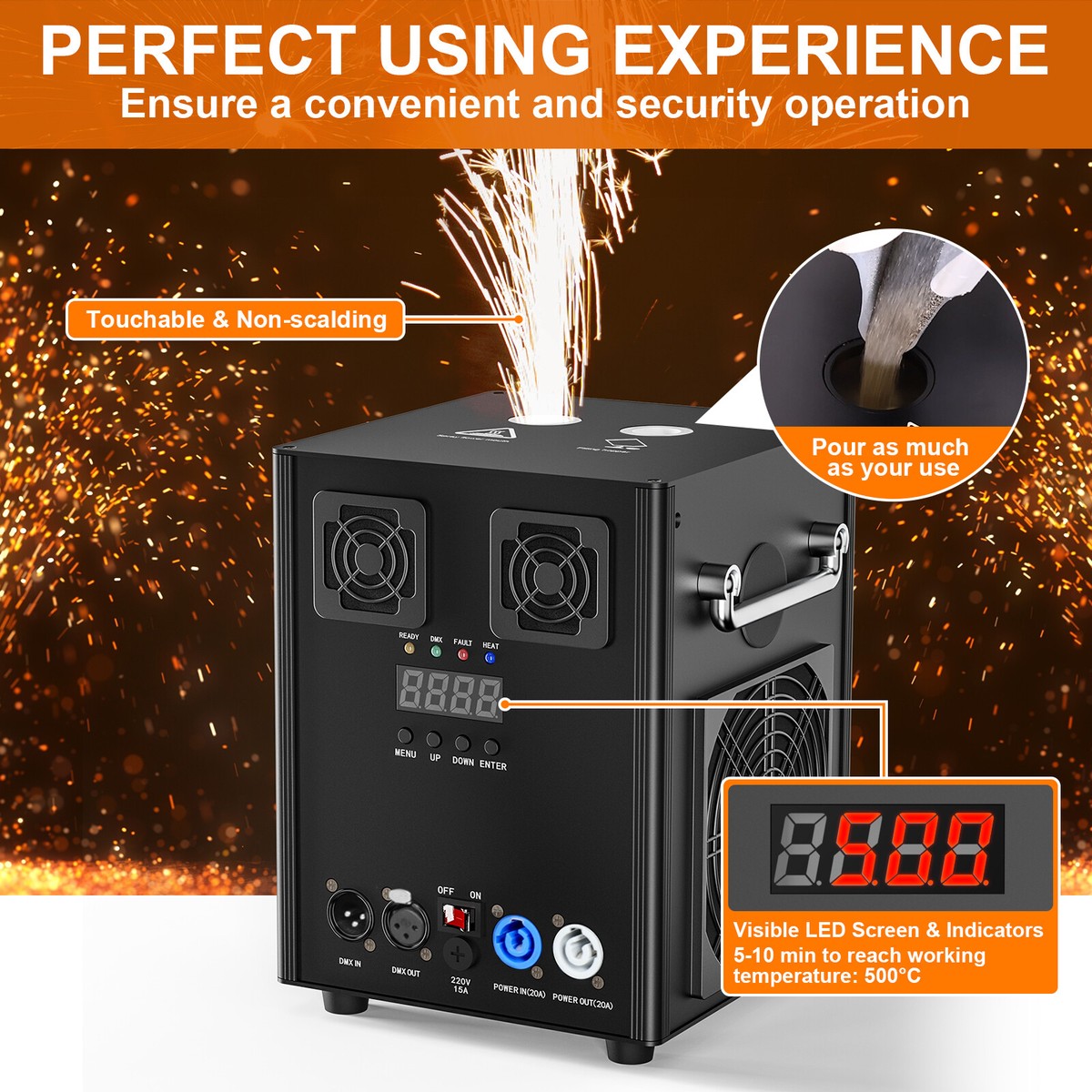 2PCS 700W Cold Spark Machine Cold Sparks Wedding Sparkler for