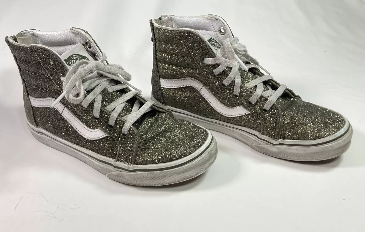 Kids VANS eBay High-top Sneakers/Dark Girls Green Zip | SK8-Hi Sz Olive 3 Glitter