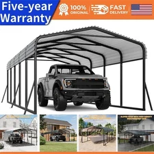 12 x 24 FT Metal Carport with Galvanized Steel Roof for Tractors Trucks Boats 